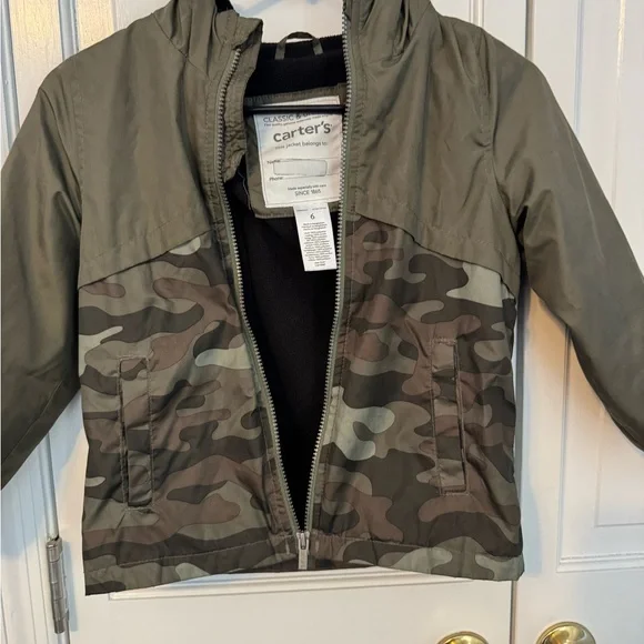 Carter's Kids Camo Jacket - Green and Brown. Adorable! Lined. Like New.Sz 6 - Picture 4 of 11